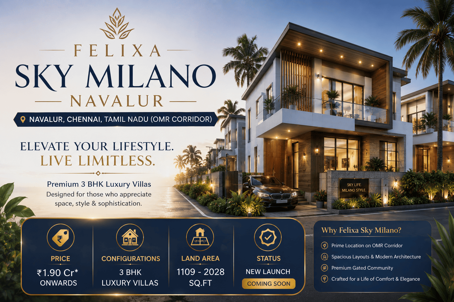 Felixa Sky Milano Navalur - Luxury Villas Chennai
